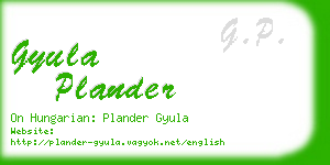 gyula plander business card